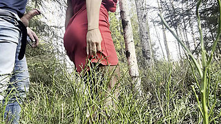Hot MILF Wife Fucked Hard Against a Tree in the Forest - Public Sex with NiceCouple