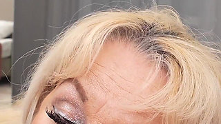Blonde Euro Cougar Granny Anna Interracial POV Cum Tasting Blowjob
