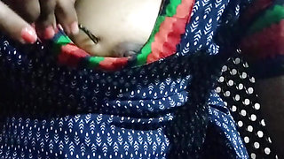South Indian Beauty Massaging Her Hot Boobs with Oil