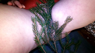 Take off you pants - punishing her pussy with fir branch