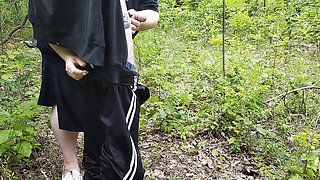 Neighbor sucks my dick in a public park and swallows hot cum