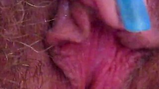 Hairy big clit pussy dripping wet close up orgasm