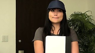 Tiny Japanese babe hardcore spitroasted and she enjoys jizz