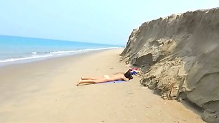 Voyeur - Hot MILF Naked on the Beach and Swimming in the Sea