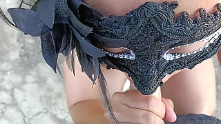 WMAF couple's Risky Outdoor Blowjob