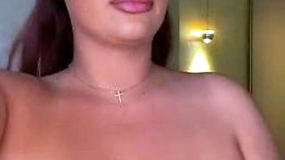 Glamour babe with big boobs masturbates in lingerie