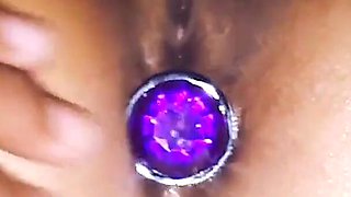 Sexy and Big Ass Mexican Receives Sexy Purple Anal Plug She Has a Very Hot Anus
