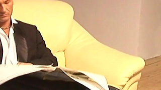 Big tit blonde slut loves it when her lesbian maid slut licks her pussy