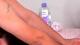 Skinny Slutty Teen Gets Touched by Her Stepbrother While Parents Are at Work