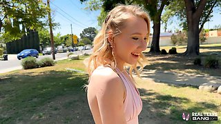 A hot blondie goes for a morning walk and then a wild fuck afterwards