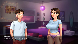 My stepmom gets in front of me to masturbate watching her - Summertime Saga