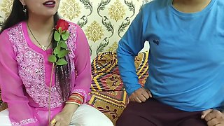 Indian Beautiful Husband Wife Celebrate Special Day