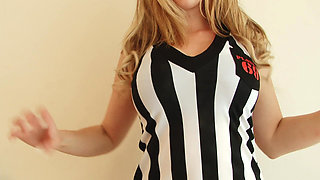 Gorgeous Blonde Referee Sapphire Is Not Against to Let Her Hair Down Before Next Game