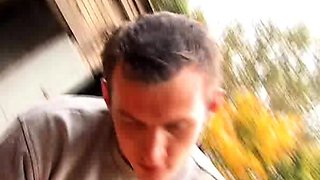 Pulled amateur doggystyle in public toilet