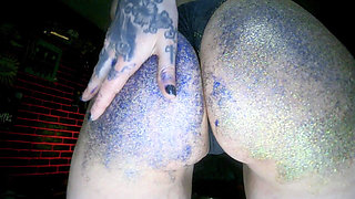 Alternative Girl Oil Massaging a Butt and Spanking by Glitters
