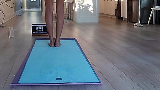 Blonde mature with big boobs masturbates in bed