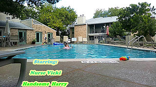 BBW Nurse Vicki Play Time in the Pool with Handsome Harry