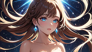 Swirl of Light: a Beautiful Young Woman Brushing Her Hair Aside