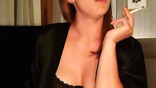 Smoking in Black Lingerie