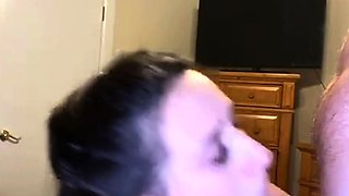 Hot POV homemade blowjob with brunette girlfriend