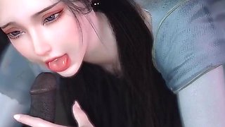 3D Cute Asian Babe Wearing Sexy Dress Got Fucked by BBC