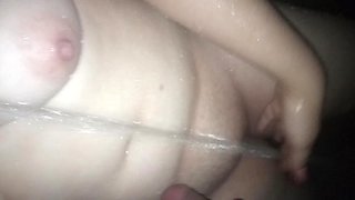 Fun Under Running Water. Blowjob in the Rain at Night