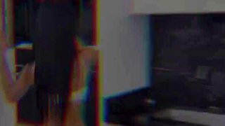 Sexy teen Belinda pink in erotic milk show in first DP interracial