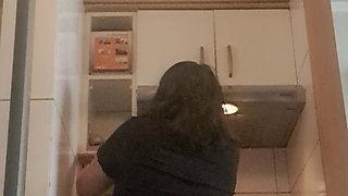 mom cleaning the floor on all fours