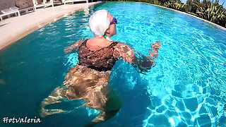 Pool Fun in Nylons
