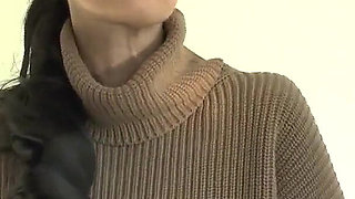 Cum on My Sweater! Lady Victoria Valente in a Thick Turtleneck Sweater