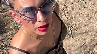 Tsjade Cums Again Outdoors