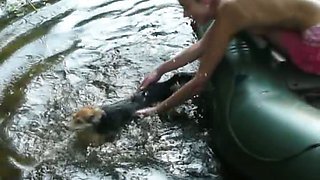 Amateur american Natasha in the boat