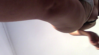 Sexy wife doing housework naked. Brunette, hairy pussy, big ass, big tits. Sexy mom massages herself with a vibrator.