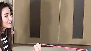 Mistress Places a Clothespin with a Bell on the Slave's Dick and Plays with It by Tying a Rope to It and Pulling It.