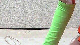 Mini Skirt and G String Panties and Sticking Out Natural Boobs From T-shirt Japanese Girl Natsume Maki's Room Cleaning