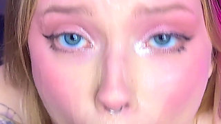 Cum Shower for 18yo Busty Babe - Big Dildo, Tittyfuck, Huge Cumshot, Cum Swallow