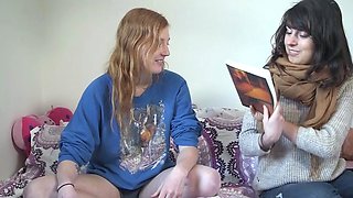 Cute brunette gets her clit and ass licked by redhead