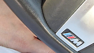 Step mom hand slip into step son dick in the car park