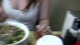 Toilet slut sucking cock