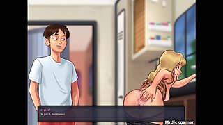 Summertime Saga MILF Gets Fucked by Stepson in the Backyard