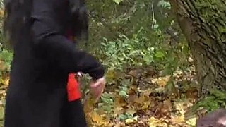 German Proll Doms Kick Old Slave Outdoor