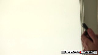Blond Hair Girl rides big black penis while partner watching