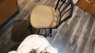 POV Silly Wife Used in Kitchen FOOTJOB and AMAZING SEX