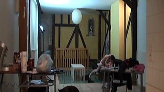 Attractive French Doll Fucks Three Dudes in the Warehouse