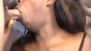 Black Ghetto Slut Gets Face Smashed By White Guys Dicks