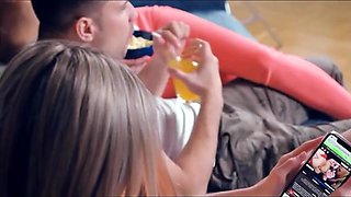Gina Gerson and Elena are having a casual three-way with a pal, in his living apartment
