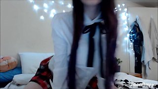 Amateur teen in school uniform crazy adult scene