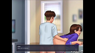 Summertime Saga Stepson Gets His Stepmom Pregnant in the Kitchen
