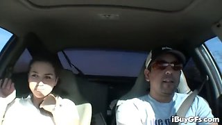 Courtney James with perfect ass Blowjob in Car