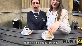 Hot lesbian girl comes to get pounded with my big cock for some cash while her cuck girlfriend is watching her moan like a slut